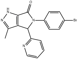 5-(4-bromophenyl)-3-methyl-4-(2-pyridinyl)-4,5-dihydropyrrolo[3,4-c]pyrazol-6(1H)-one Structure