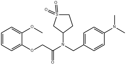 N-[4-(dimethylamino)benzyl]-N-(1,1-dioxidotetrahydro-3-thienyl)-2-(2-methoxyphenoxy)acetamide 结构式