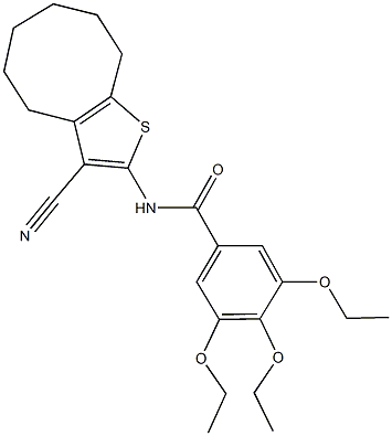 N-(3-cyano-4,5,6,7,8,9-hexahydrocycloocta[b]thien-2-yl)-3,4,5-triethoxybenzamide 结构式