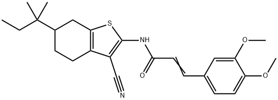N-(3-cyano-6-tert-pentyl-4,5,6,7-tetrahydro-1-benzothien-2-yl)-3-(3,4-dimethoxyphenyl)acrylamide,573998-00-2,结构式