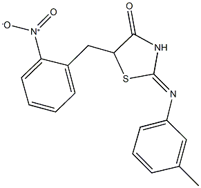 5-{2-nitrobenzyl}-2-[(3-methylphenyl)imino]-1,3-thiazolidin-4-one Structure