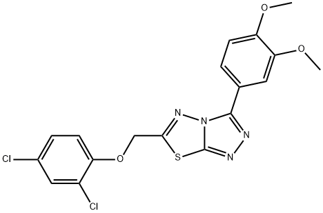 6-[(2,4-dichlorophenoxy)methyl]-3-(3,4-dimethoxyphenyl)[1,2,4]triazolo[3,4-b][1,3,4]thiadiazole 化学構造式