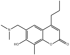 6-[(dimethylamino)methyl]-7-hydroxy-8-methyl-4-propyl-2H-chromen-2-one Struktur