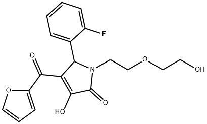 5-(2-fluorophenyl)-4-(2-furoyl)-3-hydroxy-1-[2-(2-hydroxyethoxy)ethyl]-1,5-dihydro-2H-pyrrol-2-one Struktur