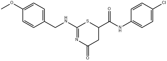 N-(4-chlorophenyl)-2-[(4-methoxybenzyl)amino]-4-oxo-5,6-dihydro-4H-1,3-thiazine-6-carboxamide 结构式