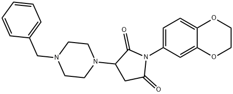 3-(4-benzyl-1-piperazinyl)-1-(2,3-dihydro-1,4-benzodioxin-6-yl)-2,5-pyrrolidinedione,577695-48-8,结构式