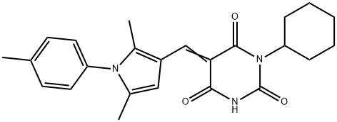 577763-92-9 1-cyclohexyl-5-{[2,5-dimethyl-1-(4-methylphenyl)-1H-pyrrol-3-yl]methylene}-2,4,6(1H,3H,5H)-pyrimidinetrione