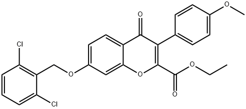 ethyl 7-[(2,6-dichlorobenzyl)oxy]-3-(4-methoxyphenyl)-4-oxo-4H-chromene-2-carboxylate Struktur