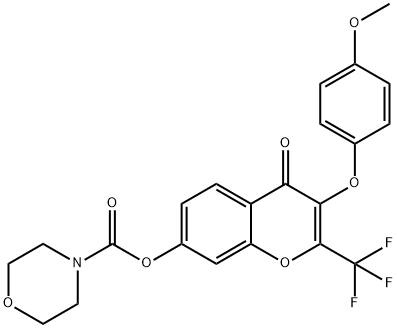 3-(4-methoxyphenoxy)-4-oxo-2-(trifluoromethyl)-4H-chromen-7-yl4-morpholinecarboxylate Structure