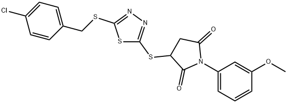 3-({5-[(4-chlorobenzyl)sulfanyl]-1,3,4-thiadiazol-2-yl}sulfanyl)-1-(3-methoxyphenyl)-2,5-pyrrolidinedione Structure