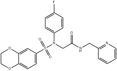 2-[(2,3-dihydro-1,4-benzodioxin-6-ylsulfonyl)-4-fluoroanilino]-N-(2-pyridinylmethyl)acetamide Structure