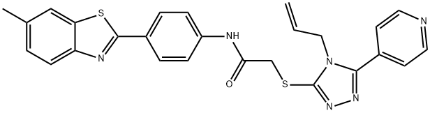 2-{[4-allyl-5-(4-pyridinyl)-4H-1,2,4-triazol-3-yl]sulfanyl}-N-[4-(6-methyl-1,3-benzothiazol-2-yl)phenyl]acetamide 结构式