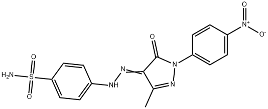 4-[2-(1-{4-nitrophenyl}-3-methyl-5-oxo-1,5-dihydro-4H-pyrazol-4-ylidene)hydrazino]benzenesulfonamide 化学構造式