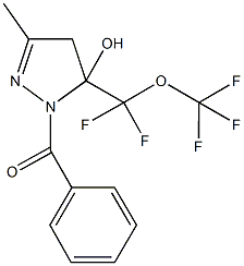 1-benzoyl-5-[difluoro(trifluoromethoxy)methyl]-3-methyl-4,5-dihydro-1H-pyrazol-5-ol Struktur