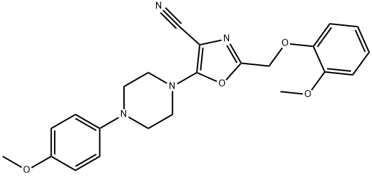 2-[(2-methoxyphenoxy)methyl]-5-[4-(4-methoxyphenyl)-1-piperazinyl]-1,3-oxazole-4-carbonitrile 结构式