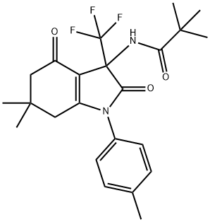 N-[6,6-dimethyl-1-(4-methylphenyl)-2,4-dioxo-3-(trifluoromethyl)-2,3,4,5,6,7-hexahydro-1H-indol-3-yl]-2,2-dimethylpropanamide Structure