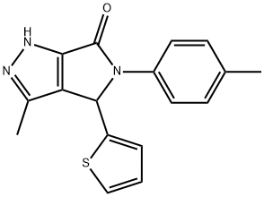 3-methyl-5-(4-methylphenyl)-4-(2-thienyl)-4,5-dihydropyrrolo[3,4-c]pyrazol-6(1H)-one Structure