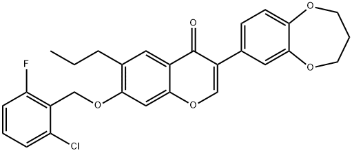 7-[(2-chloro-6-fluorobenzyl)oxy]-3-(3,4-dihydro-2H-1,5-benzodioxepin-7-yl)-6-propyl-4H-chromen-4-one 结构式