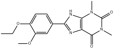 8-(4-ethoxy-3-methoxyphenyl)-1,3-dimethyl-3,7-dihydro-1H-purine-2,6-dione 化学構造式