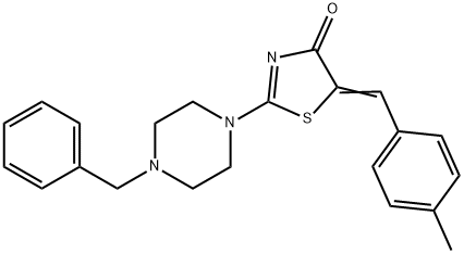 2-(4-benzyl-1-piperazinyl)-5-(4-methylbenzylidene)-1,3-thiazol-4(5H)-one Struktur