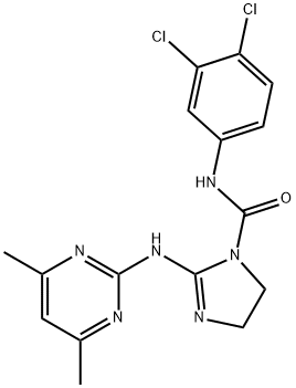 N-(3,4-dichlorophenyl)-2-[(4,6-dimethyl-2-pyrimidinyl)amino]-4,5-dihydro-1H-imidazole-1-carboxamide Struktur