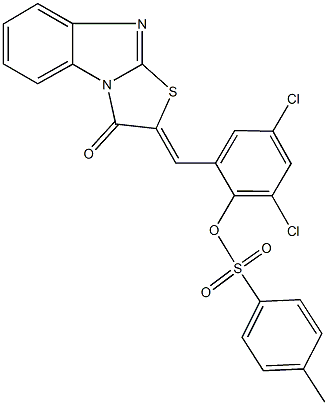 2,4-dichloro-6-[(3-oxo[1,3]thiazolo[3,2-a]benzimidazol-2(3H)-ylidene)methyl]phenyl 4-methylbenzenesulfonate Structure