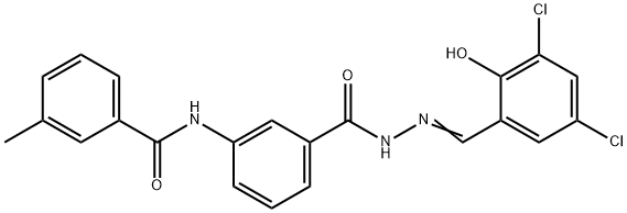 N-(3-{[2-(3,5-dichloro-2-hydroxybenzylidene)hydrazino]carbonyl}phenyl)-3-methylbenzamide Struktur