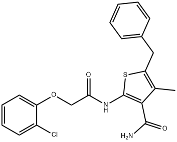 5-benzyl-2-{[(2-chlorophenoxy)acetyl]amino}-4-methyl-3-thiophenecarboxamide Struktur