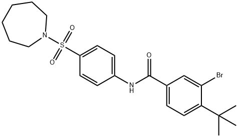 N-[4-(1-azepanylsulfonyl)phenyl]-3-bromo-4-tert-butylbenzamide 化学構造式