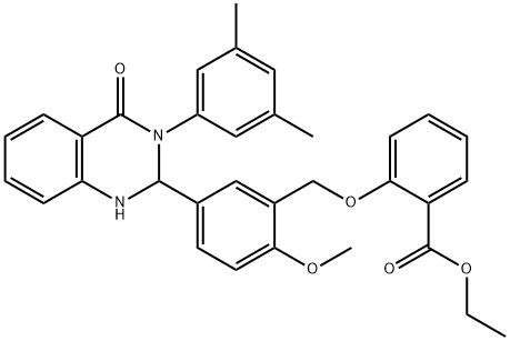 ethyl 2-({5-[3-(3,5-dimethylphenyl)-4-oxo-1,2,3,4-tetrahydro-2-quinazolinyl]-2-methoxybenzyl}oxy)benzoate Structure