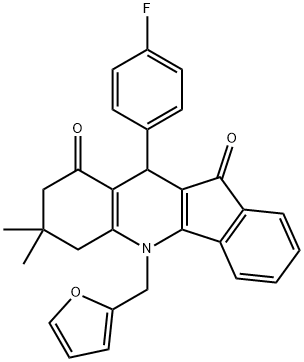 10-(4-fluorophenyl)-5-(2-furylmethyl)-7,7-dimethyl-6,7,8,10-tetrahydro-5H-indeno[1,2-b]quinoline-9,11-dione Structure