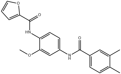 N-{4-[(3,4-dimethylbenzoyl)amino]-2-methoxyphenyl}-2-furamide 化学構造式