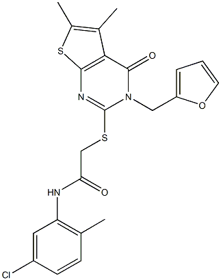 N-(5-chloro-2-methylphenyl)-2-{[3-(2-furylmethyl)-5,6-dimethyl-4-oxo-3,4-dihydrothieno[2,3-d]pyrimidin-2-yl]sulfanyl}acetamide Structure