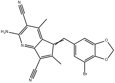 586986-81-4 2-amino-5-[(7-bromo-1,3-benzodioxol-5-yl)methylene]-4,6-dimethyl-5H-cyclopenta[b]pyridine-3,7-dicarbonitrile