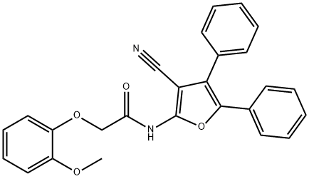 N-(3-cyano-4,5-diphenyl-2-furyl)-2-(2-methoxyphenoxy)acetamide 化学構造式