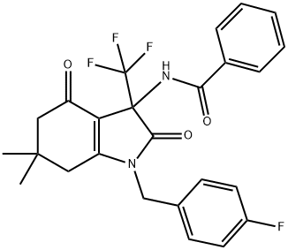 N-[1-(4-fluorobenzyl)-6,6-dimethyl-2,4-dioxo-3-(trifluoromethyl)-2,3,4,5,6,7-hexahydro-1H-indol-3-yl]benzamide 结构式