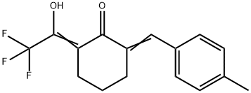 2-(4-methylbenzylidene)-6-(2,2,2-trifluoro-1-hydroxyethylidene)cyclohexanone Struktur