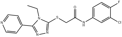 N-(3-chloro-4-fluorophenyl)-2-{[4-ethyl-5-(4-pyridinyl)-4H-1,2,4-triazol-3-yl]sulfanyl}acetamide Struktur