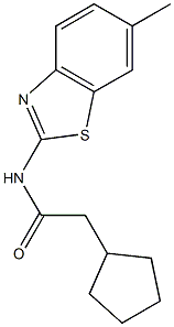 2-cyclopentyl-N-(6-methyl-1,3-benzothiazol-2-yl)acetamide,590376-75-3,结构式