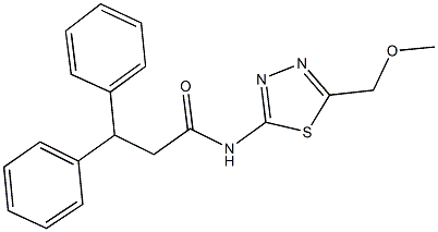 N-[5-(methoxymethyl)-1,3,4-thiadiazol-2-yl]-3,3-diphenylpropanamide 化学構造式