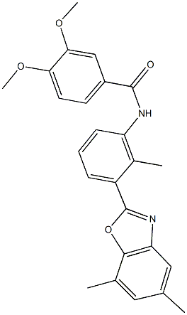 N-[3-(5,7-dimethyl-1,3-benzoxazol-2-yl)-2-methylphenyl]-3,4-dimethoxybenzamide,590380-87-3,结构式