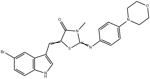 5-[(5-bromo-1H-indol-3-yl)methylene]-3-methyl-2-{[4-(4-morpholinyl)phenyl]imino}-1,3-thiazolidin-4-one Structure