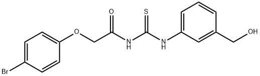 N-[(4-bromophenoxy)acetyl]-N'-[3-(hydroxymethyl)phenyl]thiourea Struktur