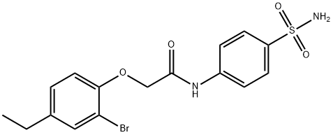 N-[4-(aminosulfonyl)phenyl]-2-(2-bromo-4-ethylphenoxy)acetamide 化学構造式