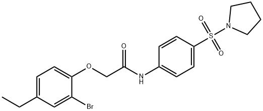 2-(2-bromo-4-ethylphenoxy)-N-[4-(1-pyrrolidinylsulfonyl)phenyl]acetamide Structure