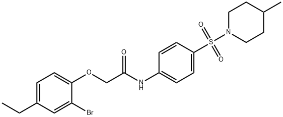 590400-51-4 2-(2-bromo-4-ethylphenoxy)-N-{4-[(4-methyl-1-piperidinyl)sulfonyl]phenyl}acetamide