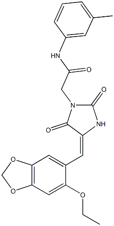 2-{4-[(6-ethoxy-1,3-benzodioxol-5-yl)methylene]-2,5-dioxo-1-imidazolidinyl}-N-(3-methylphenyl)acetamide Struktur
