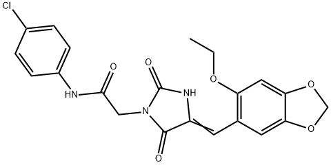 N-(4-chlorophenyl)-2-{4-[(6-ethoxy-1,3-benzodioxol-5-yl)methylene]-2,5-dioxo-1-imidazolidinyl}acetamide Structure