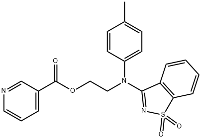 2-[(1,1-dioxido-1,2-benzisothiazol-3-yl)-4-methylanilino]ethyl nicotinate Structure