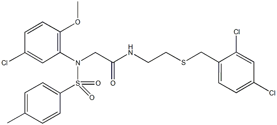 2-{5-chloro-2-methoxy[(4-methylphenyl)sulfonyl]anilino}-N-{2-[(2,4-dichlorobenzyl)sulfanyl]ethyl}acetamide Structure